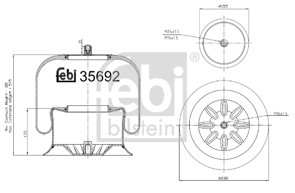 Burduf suspensie pneumatica MERCEDES-BENZ ACTROS 3343 B diesel 428 cai FEBI BILSTEIN 35692