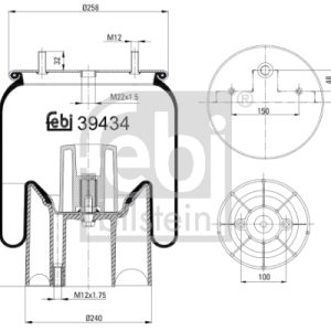 Burduf suspensie pneumatica MERCEDES-BENZ ACTROS 1840 LL diesel 394 cai FEBI BILSTEIN 39434