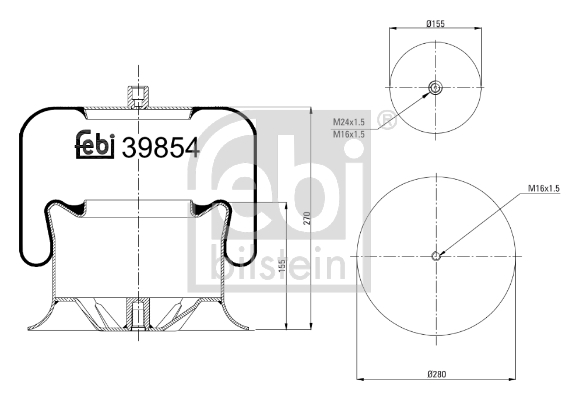 Burduf suspensie pneumatica MERCEDES-BENZ ACTROS 1835 LL diesel 354 cai FEBI BILSTEIN 39854