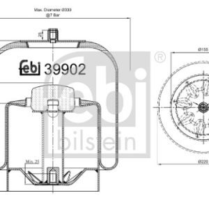 Burduf suspensie pneumatica MERCEDES-BENZ ACTROS 1840 LL diesel 394 cai FEBI BILSTEIN 39902