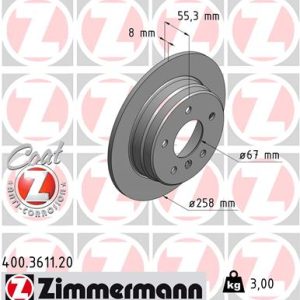 Disc frana MERCEDES-BENZ A-CLASS (W168) A 210 (168.035, 168.135) benzina 140 cai ZIMMERMANN 400.3611.20