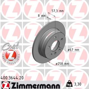 Disc frana MERCEDES-BENZ A-CLASS (W169) A 170 (169.032, 169.332) benzina 116 cai ZIMMERMANN 400.3644.20