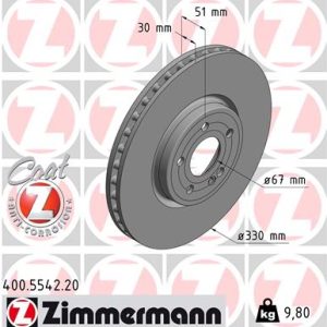 Disc frana MERCEDES-BENZ A-CLASS (W177) A 250 (177.046) benzina 224 cai ZIMMERMANN 400.5542.20