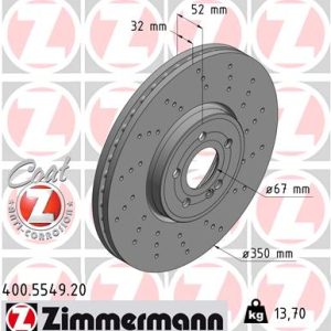 Disc frana MERCEDES-BENZ A-CLASS (W177) AMG A 45 4-matic+ (177.053) benzina 387 cai ZIMMERMANN 400.5549.20