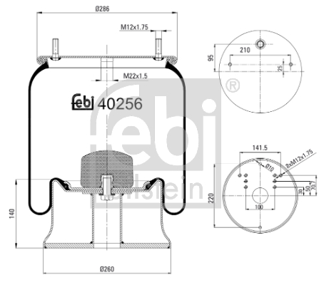 Burduf suspensie pneumatica MERCEDES-BENZ ACTROS 1835 LL diesel 354 cai FEBI BILSTEIN 40256