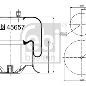 Burduf suspensie pneumatica MERCEDES-BENZ ACTROS 2557 L diesel 571 cai FEBI BILSTEIN 45657