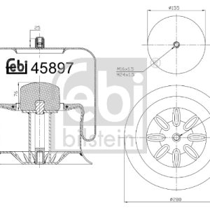 Burduf suspensie pneumatica MERCEDES-BENZ ACTROS 2557 L diesel 571 cai FEBI BILSTEIN 45897