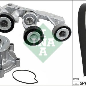 Pompa apa + Set curea transmisie cu caneluri MERCEDES-BENZ A-CLASS (W168) A 140 (168.031, 168.131) benzina 82 cai INA 529 0081 31