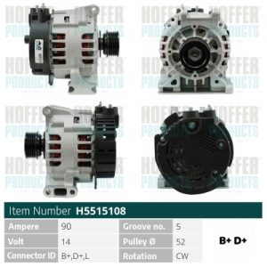 Alternator MERCEDES-BENZ A-CLASS (W168) A 140 (168.031, 168.131) benzina 82 cai HOFFER H5515108