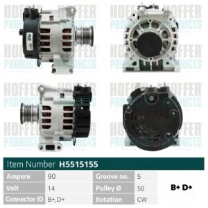 Alternator MERCEDES-BENZ A-CLASS (W168) A 170 CDI (168.008) diesel 90 cai HOFFER H5515155