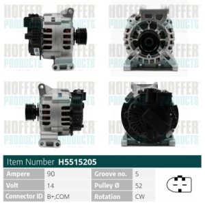 Alternator MERCEDES-BENZ A-CLASS (W169) A 150 (169.031, 169.331) benzina 95 cai HOFFER H5515205