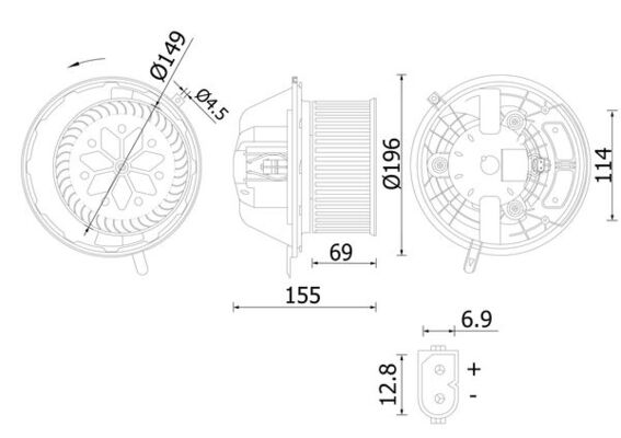 Ventilator habitaclu MERCEDES-BENZ A-CLASS (W169) A 180 CDI (169.007, 169.307) diesel 109 cai MAHLE ORIGINAL AB 219 000S