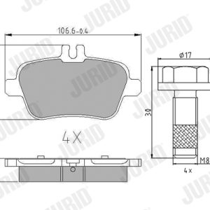 Placute frana MERCEDES-BENZ A-CLASS (W176) A 200 CDI (176.001) diesel 136 cai JURID 573370J