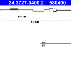 Cablu frana de parcare MERCEDES-BENZ A-CLASS (W168) A 160 (168.033, 168.133) benzina 102 cai ATE 24.3727-0400.2