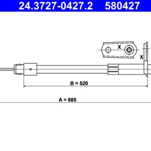 Cablu frana de parcare MERCEDES-BENZ A-CLASS (W168) A 160 (168.033, 168.133) benzina 102 cai ATE 24.3727-0427.2