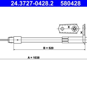 Cablu frana de parcare MERCEDES-BENZ A-CLASS (W168) A 170 CDI (168.009, 168.109) diesel 95 cai ATE 24.3727-0428.2