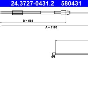 Cablu frana de parcare MERCEDES-BENZ A-CLASS (W168) A 170 CDI (168.009, 168.109) diesel 95 cai ATE 24.3727-0431.2