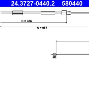 Cablu frana de parcare MERCEDES-BENZ A-CLASS (W168) A 170 CDI (168.008) diesel 90 cai ATE 24.3727-0440.2