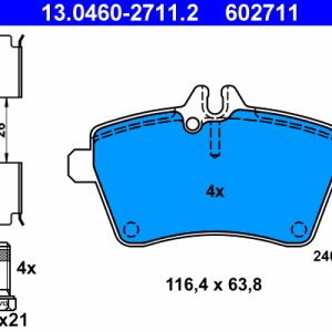 Placute frana MERCEDES-BENZ A-CLASS (W169) A 170 (169.032, 169.332) benzina 116 cai ATE 13.0460-2711.2