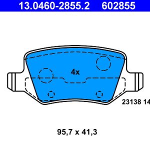 Placute frana MERCEDES-BENZ A-CLASS (W168) A 160 (168.033, 168.133) benzina 102 cai ATE 13.0460-2855.2