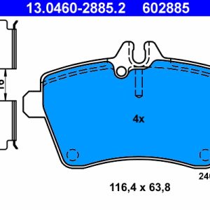 Placute frana MERCEDES-BENZ A-CLASS (W169) A 150 (169.031, 169.331) benzina 95 cai ATE 13.0460-2885.2