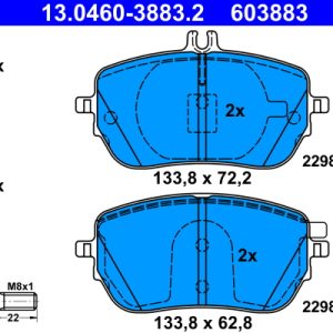 Placute frana MERCEDES-BENZ A-CLASS limuzina (V177) A 200 Mild-Hybrid (177.187) benzina/elector 163 cai ATE 13.0460-3883.2