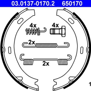 Set saboti frana frana de mana MERCEDES-BENZ A-CLASS (W169) A 200 CDI (169.308, 169.008) diesel 136 cai ATE 03.0137-0170.2