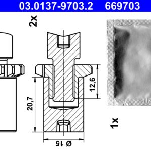 Set accesorii saboti frana parcare MERCEDES-BENZ A-CLASS (W168) A 210 (168.035, 168.135) benzina 140 cai ATE 03.0137-9703.2