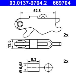 Set accesorii saboti frana parcare MERCEDES-BENZ A-CLASS (W168) A 210 (168.035, 168.135) benzina 140 cai ATE 03.0137-9704.2