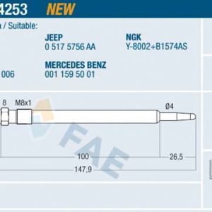 Bujie incandescenta MERCEDES-BENZ A-CLASS (W169) A 200 CDI (169.008, 169.308) diesel 140 cai FAE 74253