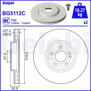 Disc frana MERCEDES-BENZ A-CLASS (W177) A 180 d (177.003) diesel 116 cai DELPHI BG5112C
