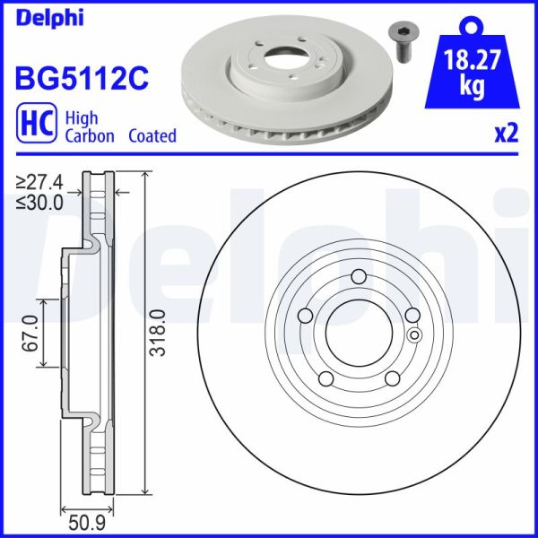 Disc frana MERCEDES-BENZ A-CLASS (W177) A 180 (177.084) benzina 136 cai DELPHI BG5112C