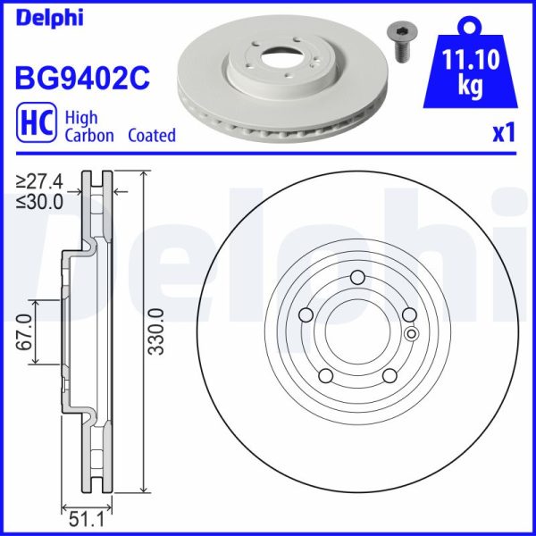 Disc frana MERCEDES-BENZ A-CLASS (W177) A 250 Mild-Hybrid 4-matic (177.047) benzina/elector 224 cai DELPHI BG9402C