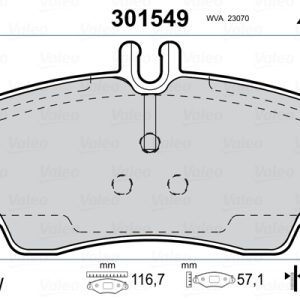 Placute frana MERCEDES-BENZ A-CLASS (W168) A 160 (168.033, 168.133) benzina 102 cai VALEO 301549