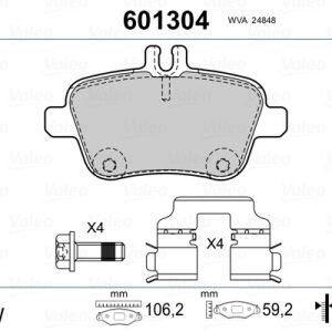Placute frana MERCEDES-BENZ A-CLASS (W176) A 200 CDI (176.001) diesel 136 cai VALEO 601304
