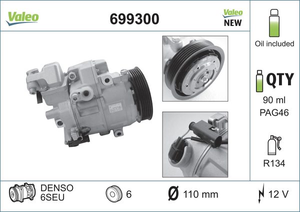 Compresor climatizare MERCEDES-BENZ A-CLASS (W168) A 170 CDI (168.008) diesel 90 cai VALEO 699300