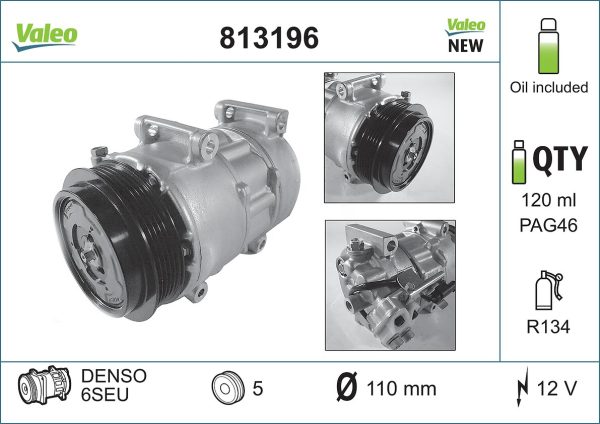 Compresor climatizare MERCEDES-BENZ A-CLASS (W169) A 160 (169.031, 169.331) benzina 95 cai VALEO 813196