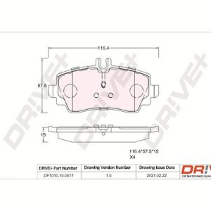 Placute frana MERCEDES-BENZ A-CLASS (W168) A 140 (168.031, 168.131) benzina 82 cai DRIVE DP1010.10.0817