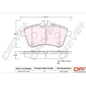 Placute frana MERCEDES-BENZ A-CLASS (W169) A 200 CDI (169.308, 169.008) diesel 136 cai DRIVE DP1010.10.1061