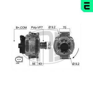 Alternator MERCEDES-BENZ A-CLASS (W169) A 160 CDI (169.006, 169.306) diesel 82 cai ERA 210475A