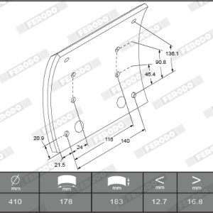 Set garnituri de frictiune frana tambur MERCEDES-BENZ ACTROS 1846 S, 1846 LS diesel 456 cai FERODO K19487.9-F3660