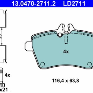 Placute frana MERCEDES-BENZ A-CLASS (W169) A 180 CDI (169.007, 169.307) diesel 109 cai ATE 13.0470-2711.2