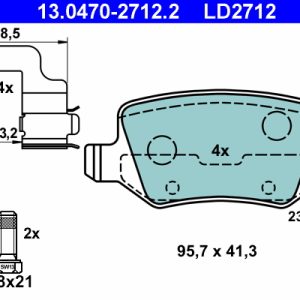 Placute frana MERCEDES-BENZ A-CLASS (W169) A 180 CDI (169.007, 169.307) diesel 109 cai ATE 13.0470-2712.2