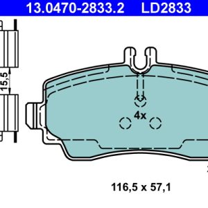 Placute frana MERCEDES-BENZ A-CLASS (W168) A 140 (168.031, 168.131) benzina 82 cai ATE 13.0470-2833.2