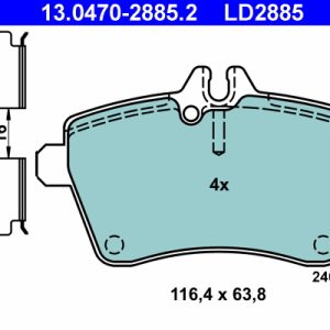 Placute frana MERCEDES-BENZ A-CLASS (W169) A 160 (169.031, 169.331) benzina 95 cai ATE 13.0470-2885.2