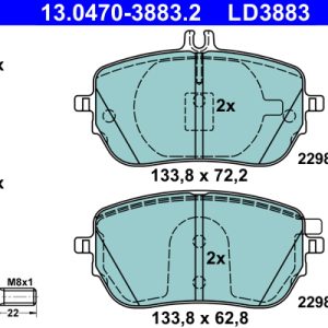 Placute frana MERCEDES-BENZ A-CLASS limuzina (V177) A 200 (177.187) benzina 150 cai ATE 13.0470-3883.2