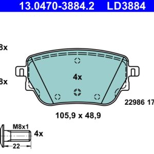 Placute frana MERCEDES-BENZ A-CLASS (W177) A 220 4-matic (177.045) benzina 190 cai ATE 13.0470-3884.2