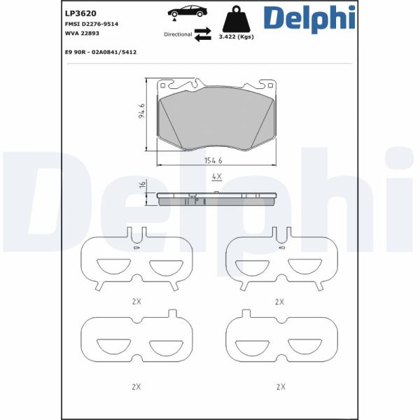 Placute frana MERCEDES-BENZ A-CLASS (W177) AMG A 35 4-matic (177.051) benzina 306 cai DELPHI LP3620