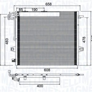 Condensator climatizare MERCEDES-BENZ A-CLASS limuzina (V177) AMG A 35 4-matic (177.151) benzina 306 cai MAGNETI MARELLI 350203947000
