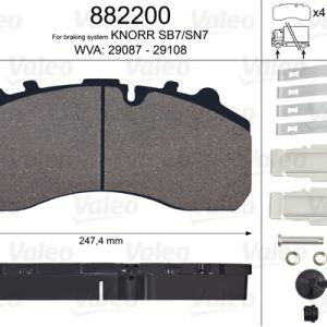 Placute frana MERCEDES-BENZ ACTROS 2040 AS diesel 394 cai VALEO 882200